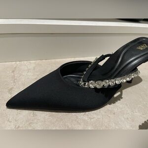 Zara Black Heels with Crystal Accents